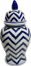 Load image into Gallery viewer, Chevron Blue &amp; White Ginger Jar