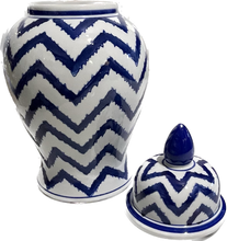 Load image into Gallery viewer, Chevron Blue &amp; White Ginger Jar