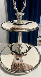 Nickel Plate Stand with Deer Motif