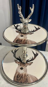 Nickel Plate Stand with Deer Motif