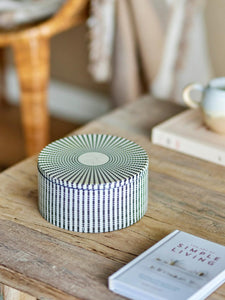 Isabella Black & White Round Box, with Lid