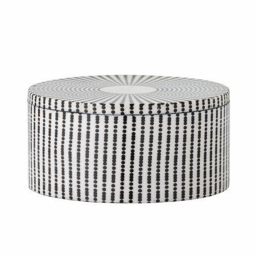 Isabella Black & White Round Box, with Lid