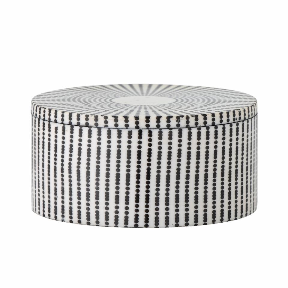 Isabella Black & White Round Box, with Lid