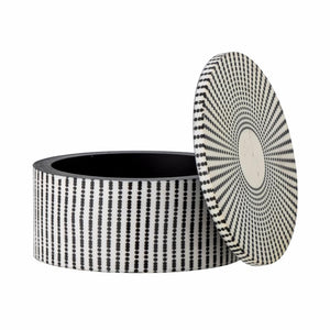 Isabella Black & White Round Box, with Lid