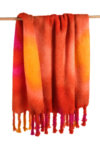 Mantas Ezcaray Pink Tie-Dye Mohair Wool Throw Blanket