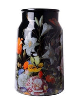Load image into Gallery viewer, Milk Churn Vase, Black with Flowers