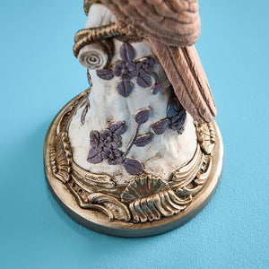 Lavender and white base with gold accents for pink parrot candle holder