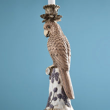 Indlæs billede til gallerivisning Pink parrot candle holder with detail of feathers and base