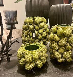 Vases with Green Pinapples in Ceramic