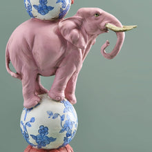 Indlæs billede til gallerivisning Pink Elephant Candle Holder on blue and white flower ball