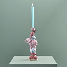 Indlæs billede til gallerivisning Pink Elephant Candle Holder with light blue candle