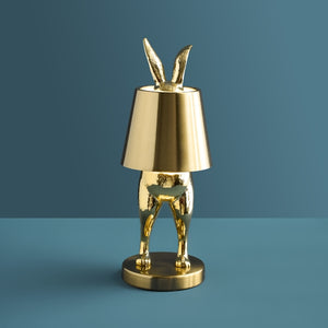 Portable LED Hiding Bunny Table Lamp, Gold