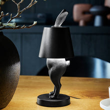 Indlæs billede til gallerivisning Portable LED Hiding Bunny Table Lamp, Matte Black on Dining Table