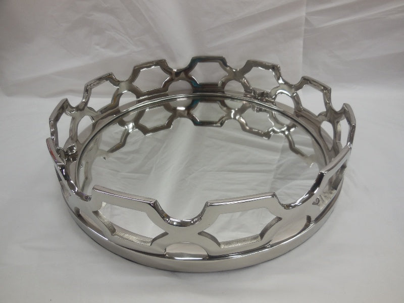 Ring Round Mirror Tray with Nickel Edge