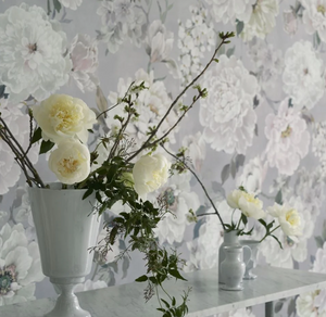 Fleur Blanche Platinum Wallpaper, by Designers Guild