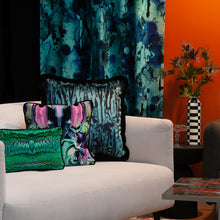 Load image into Gallery viewer, Timorous_Beasties_Gerhard_Gum_Celestial_Velvet Throw Cushion_on_Sofa