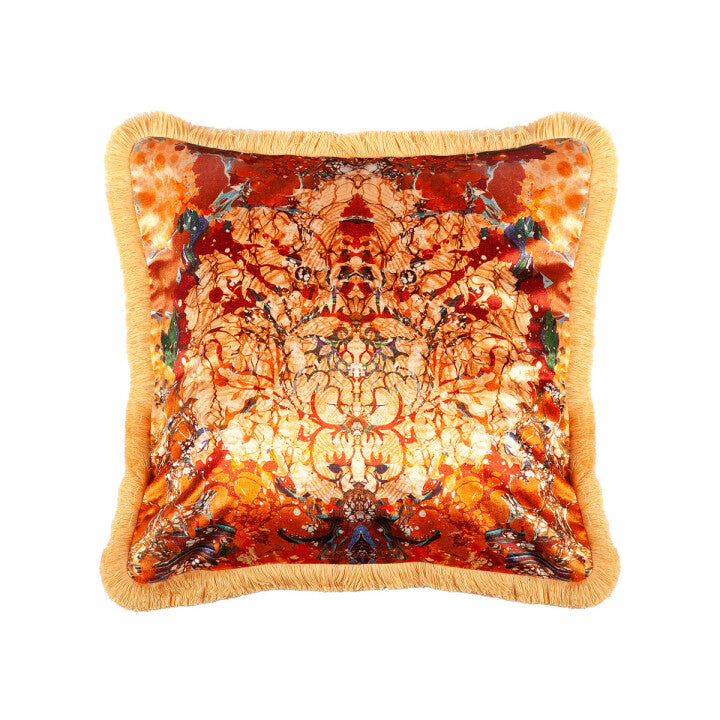 Timorous Beasties Rip Swathe Rust Velvet Throw Cushion 