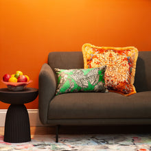 Load image into Gallery viewer, Timorous Beasties Rip Swathe Rust Velvet Throw Cushion on sofa