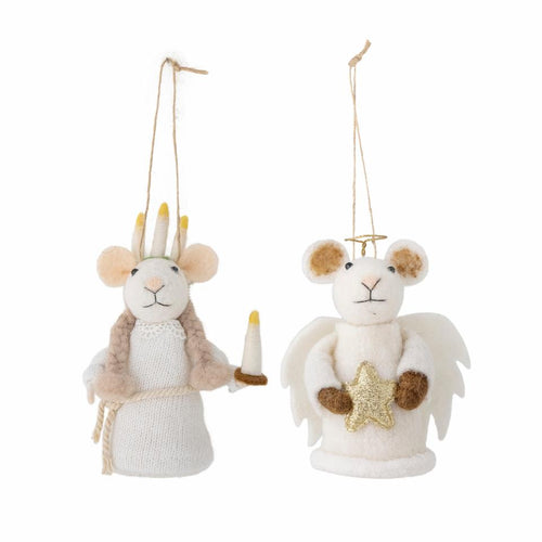 White_Brown_Choir_Mice_Couple_Christmas_Ornaments_