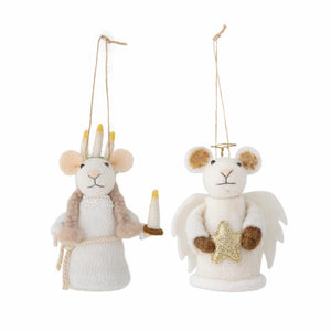 White_Brown_Choir_Mice_Couple_Christmas_Ornaments_