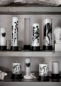 Abstract Flowers Wax Altar Candles, by Malene Birger for Kunstindustrien, ø7x24cm