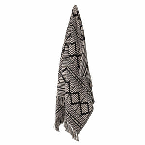 Bloomingville Gutte Black and White Throw Blanket hanging