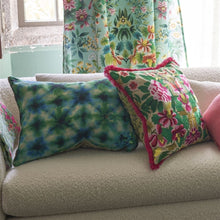 Load image into Gallery viewer, Designers Guild Ikebana Damask Fuchsia Embroidered Cushion on Couch