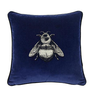 Small Napoleon Bee Navy Blue Velvet Cushion, by Timorous Beasties