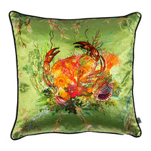 Load image into Gallery viewer, Timorous Beasties Crab Sage Velvet Cushion Front