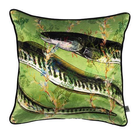 Eel Sage Velvet Cushion, by Timorous Beasties