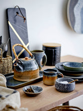 Load image into Gallery viewer, Bloomingville&#39;s Aura Teapot w/strainer, Blue, Porcelain on table