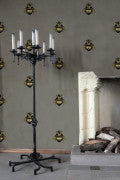 Indlæs billede til gallerivisning Napoleon Bee Wallpaper, Black and Gold on Grey af Timorous Beasties