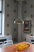 Napoleon Bee Wallpaper, Black and Gold on Grey by Timorous Beasties