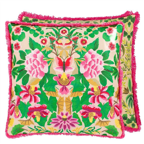 Designers Guild Ikebana Damask Fuchsia Embroidered Cushion