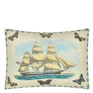 John Derian Blue Coral Cushion in Delft, for Designers Guild