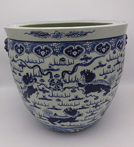 White and Blue Porcelain Flower Pot
