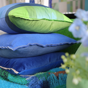 Designers Guild Brera Lino Lagoon & Marine Linen Cushion Side View