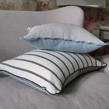 Load image into Gallery viewer, Designers Guild Brera Lino Sky &amp; Cloud Linen Cushion Side View