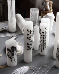 Abstract Flowers Wax Altar Candles, by Malene Birger for Kunstindustrien, ø7x18cm