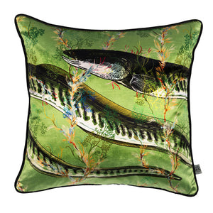 Timorous Beasties Eel Sage Velvet Cushion Front