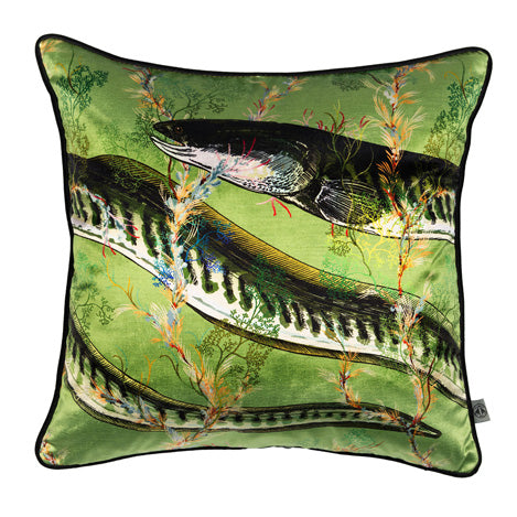 Timorous Beasties Eel Sage Velvet Cushion Front