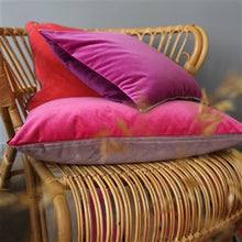 Load image into Gallery viewer, Varese Damson &amp; Cassis Velvet Cushion, by Designers Guild on chair