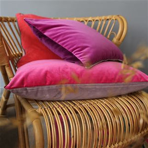 Varese Damson & Cassis Velvet Cushion, by Designers Guild on chair