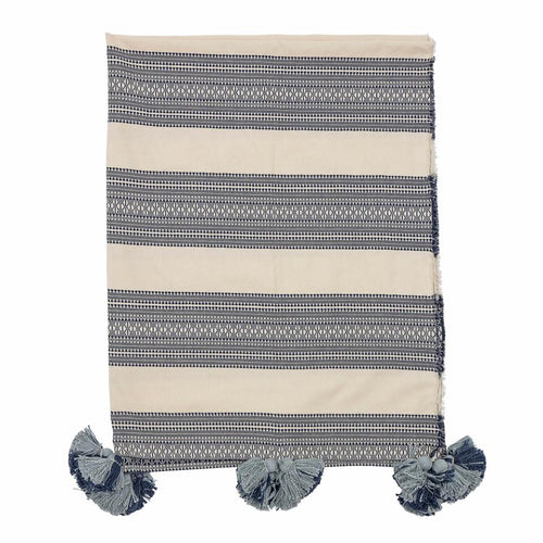 Bloomingville Gabriel Navy & White Cotton Throw