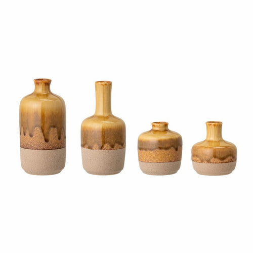 Bloomingville Honsa Stoneware Yellow Vases, Set of 4