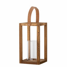 Load image into Gallery viewer, Bloomingville Lyra Wood Lantern with Glass Angled