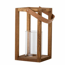 Load image into Gallery viewer, Bloomingville Lyra Wood Lantern with Glass
