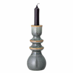 Bloomingville Emie Green Stoneware Candlestick with Candle
