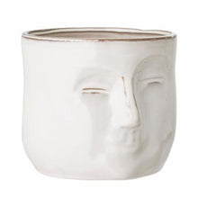 Load image into Gallery viewer, Bloomingville Ignacia White Stoneware Flowerpot Angled View